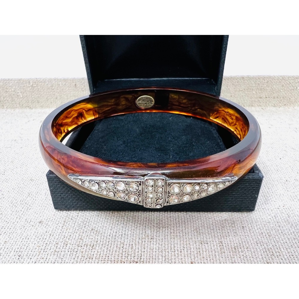 Lulu Frost for J.Crew Tortoise Resin Crystal Art Deco Bangle Bracelet